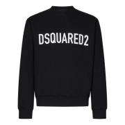 Dsquared2 Svart Logo Print Crewneck Sweatshirt Black, Herr