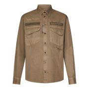 Dsquared2 Beige Bomull Twill Avslappnad Skjorta Beige, Herr