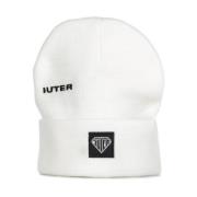 Iuter Logo Fold Beanie Hat White White, Herr