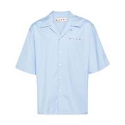 Marni Tryckt Logotyp Poplin Skjorta Blue, Herr