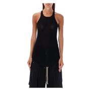 Rick Owens Svart Rib Tank Top Aw24 Black, Dam