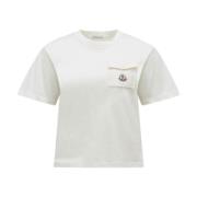 Moncler Vita T-shirts och Polos med Ficka White, Dam