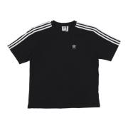 Adidas Oversized Svart Tee med Ikoniska Ränder Black, Dam