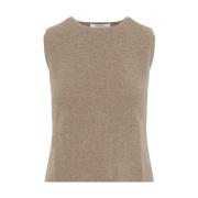 Max Mara Mörk Stickad Tanktop Brown, Dam