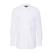 Moschino Hjärtbroderad Poplin Skjorta White, Herr