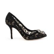 Dolce & Gabbana Svart Läder Bellucci Taormina Pumps Black, Dam