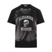 Alexander McQueen Grafisk Skull Logo Svart T-shirt Black, Herr