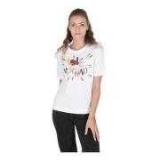 Love Moschino Vit Bomull T-shirt White, Dam