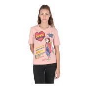 Love Moschino Rosa Bomull T-shirt Pink, Dam