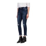 One Teaspoon Mörkblå Skinny Knäskuren Jeans Blue, Dam