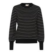 Kaffe Randig Pullover Tröja Slim Stripe Black, Dam