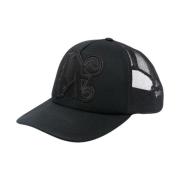 Palm Angels Svart Mesh Panel Logo Hatt Black, Herr