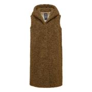 BomBoogie Lock-effekt Sherpa Fleece Huva Väst Brown, Dam