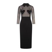 Blumarine Svart Sheath Midi Klänning Hjärtapplikation Black, Dam