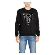 Antony Morato Svart Print Sweatshirt Män Höst/Vinter Black, Herr