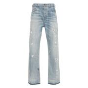 Amiri Blå Distressed Målfärgsfläck Jeans Blue, Herr