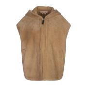 Marni Shearling Hooded Gilet Elegant Shaved Effect Brown, Dam