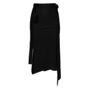 Coperni Blommig Asymmetrisk Kjol med Djup Slits Black, Dam