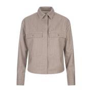 Agnona Canvas Denim Skjorta med Klassisk Krage Brown, Dam