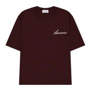 Laneus Bekväm Boxy T-shirt med broderat logotyp Brown, Unisex