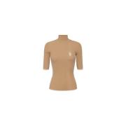 Elisabetta Franchi Stilfull Stickad Topp Brown, Dam