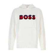 Boss Vit bomulls sweatshirt White, Herr