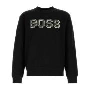 Boss Stilren Svart Bomullssweatshirt Black, Herr