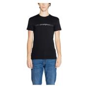 Emporio Armani Svart Tryckt Bomull T-shirt Black, Herr