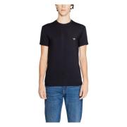 Emporio Armani Svart rund hals T-shirt Höst/Vinter Black, Herr