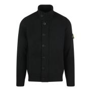 Stone Island Lammsullstickad Kardigan med Dragkedja Black, Herr