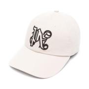 Palm Angels Monogram Baseball Hat Cream Cotton White, Herr