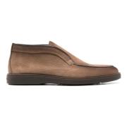 Santoni Italienska Läderskor Gummisula Design Brown, Herr