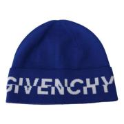 Givenchy Chic Koboltblå Ullmössa med Logotypdetalj Blue, Unisex