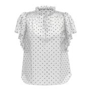 Co'Couture Frill Top Blouse i Off White White, Dam