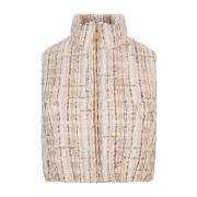 Khrisjoy Vit Tweed Cropped Vest Beige, Dam