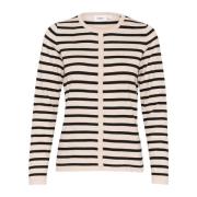 Saint Tropez Randig Kofta Grå Morn Mila Stripe Beige, Dam