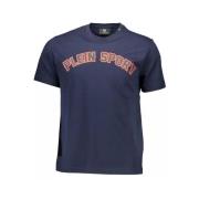 Plein Sport Blå T-shirt med kontrasterande tryck Blue, Herr