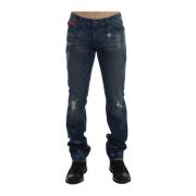 Costume National Blå Tvättad Slim Fit Jeans Blue, Herr