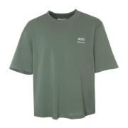 Ami Paris Ribbad T-shirt med logoprint och boxig passform Green, Herr