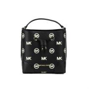 Michael Kors Präglad Dragsko Hink Messenger Väska Black, Dam