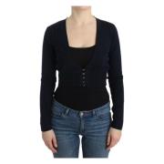 Roberto Cavalli Elegant Svart Kort Ull Cardigan Black, Dam