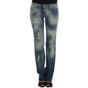 Roberto Cavalli Låg Midja Slim Leg Denim Jeans Blue, Dam