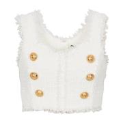 Balmain Tweed crop top White, Dam