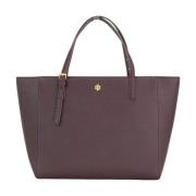 Tory Burch Emerson Liten Saffiano Läder Tote Väska Brown, Dam