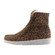 Nature Footwear Leopardmönstrad Mockaboots med Lammskinnfoder Brown, D...