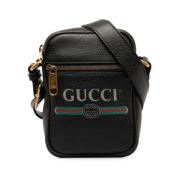 Gucci Vintage Pre-owned Laeder crossbodyvskor Black, Dam