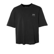 Ami Paris Logo Print Ribbed T-shirt Boxy Fit Black, Herr