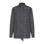 Kiton Lamé Effekt Sidenskjorta Black, Dam