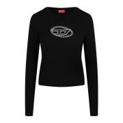 Diesel Logo-broderad crew neck tröja Black, Dam