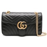 Gucci Svart Quiltad Axelväska Black, Dam